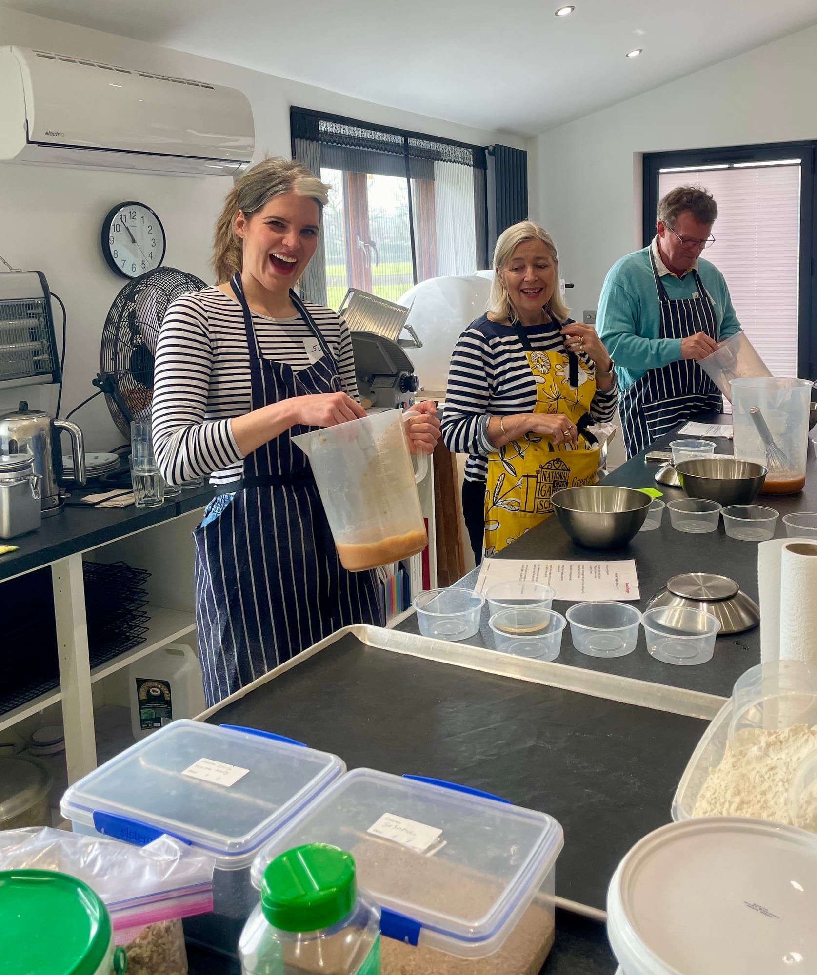 Guests learning to make bagels at the Jacob's Bagels bakery Pulborough