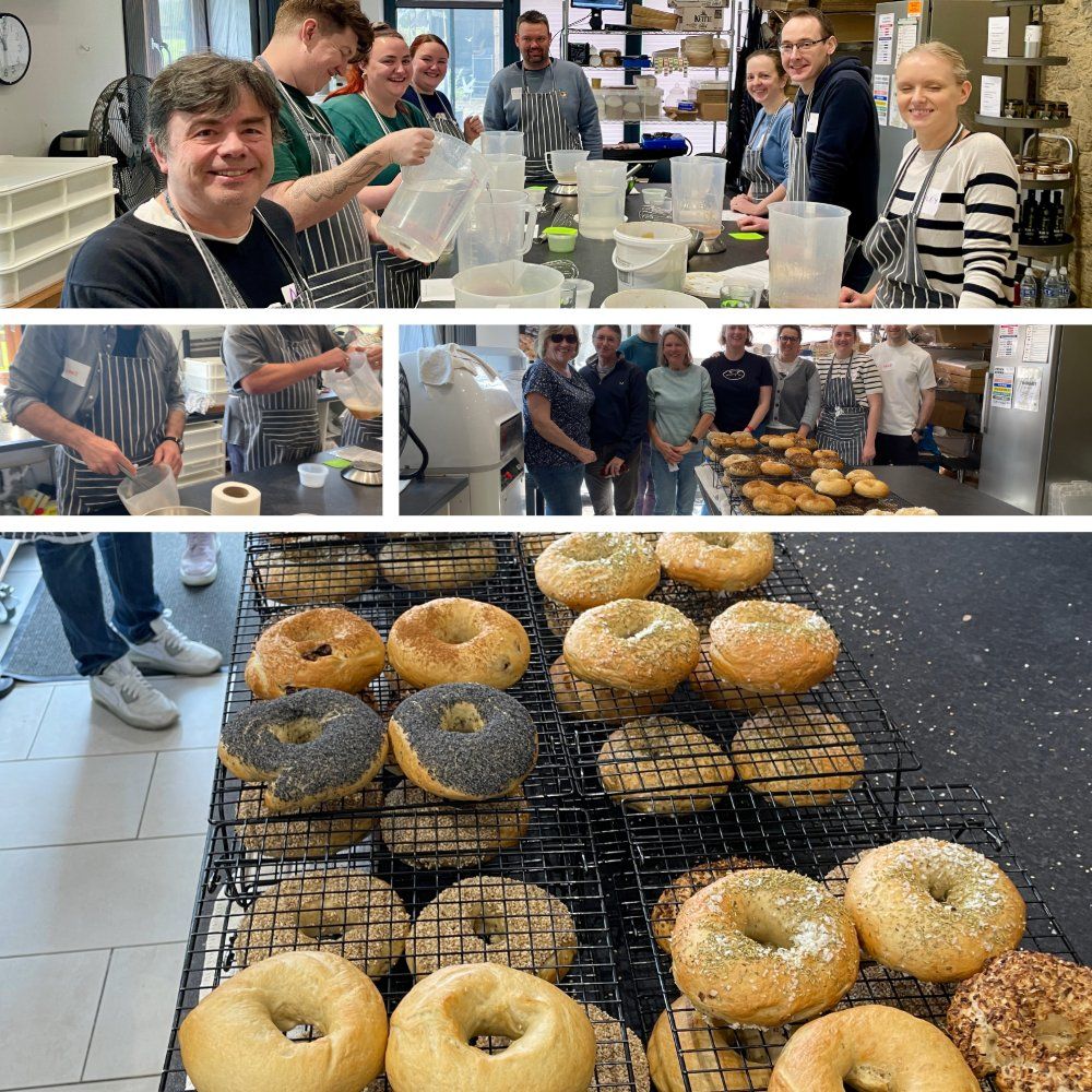 Guests learning to make bagels at a Jacob's Bagels experience day