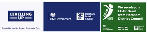 Levelling Up, HM Government and Horsham District Council funding logos