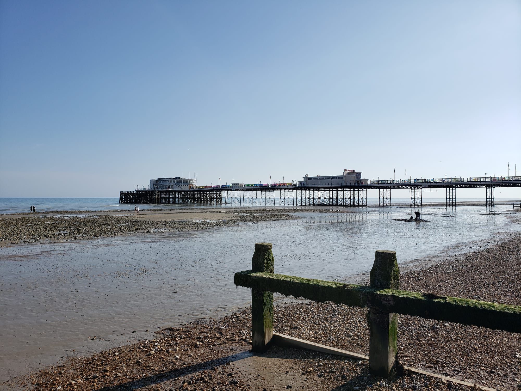 Worthing Pier and beach on a sunny day